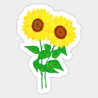 Sunflower Duo (Black Background) Sticker